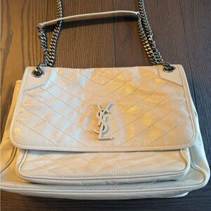 Yves Saint Laurent Beige Quilted Chain Shoulder Bag- Niki Medium